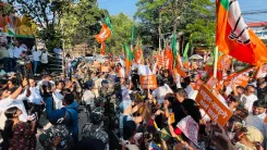 BJP protests outside Congress office in Ranchi over Kharge's remark on PM Modi