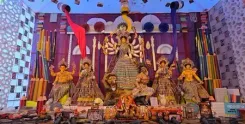 Bilaspur Durga Pandal built with stationery to gift notebooks to underprivileged kids