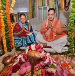 CM Bhajan Lal Sharma Offers Shravan Somwar Prayers at CM Residence Temple