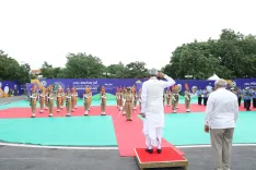 CM Bhupendra Patel joins Governor Acharya Devvrat at Amreli 'At Home' on Independence Eve