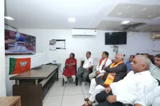 CM Bhupendra Patel Watches Mann Ki Baat With BJP Workers in Ahmedabad