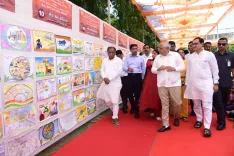 CM Bhupendrabhai Patel visits Ahmedabad school art show