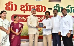 CM Chandrababu Distributes Pattadar Passbooks in Banaganapalle