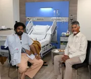 CM Chandrababu visits Pawan Kalyan after shoulder surgery
