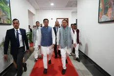 CM Dhami Arrives at Gairsain for Assembly Session