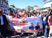 CM Dhami joins 'Loktantra Bachao' padyatra in Srinagar, Pauri Garhwal