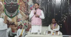 CM Dhami joins Shrimad Bhagwat Katha in Danya, Almora
