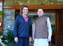 CM Dhami meets Akshay Kumar to pitch Uttarakhand as film hub