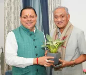 CM Dhami Meets Ex-CM Vijay Bahuguna at Official Residence