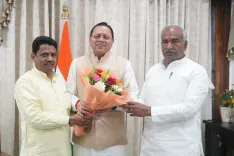 CM Dhami Meets Gadarpur MLA Arvind Pandey at Official Residence