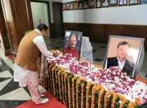 CM Dhami pays floral tribute to Khanduri, Bisht at Gairsain session