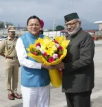 CM Dhami Welcomes Vice President at Jolly Grant Airport