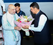 CM Fadnavis Receives Amit Shah in Mumbai