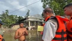 CM Himanta Conducts Boat Survey at Charaideo Flood Zone