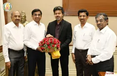 CM Joseph Vijay meets Raj TV MD at Tamil Nadu Secretariat