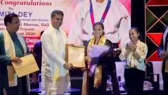 CM Manik Saha honours Tripura's CWG judo gold medallist Asmita Dey