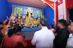 CM Manik Saha inaugurates Durga Puja pandal at Uttar Badharghat