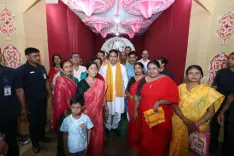CM Manik Saha joins Durga Puja parikrama at Baradowali on Maha Shashthi