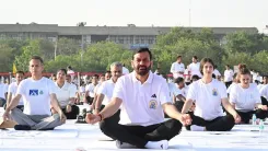 CM Nayab Saini leads Haryana's Yoga Day in Panchkula