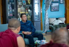 CM Pema Khandu Meets Buddhist Lamas from Bomdila