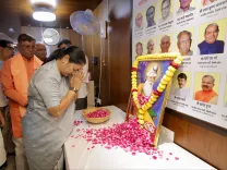 CM Rekha Gupta Attends BJP Org Meet, Pays Tribute to Maharishi Valmiki