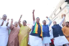 CM Rekha Gupta Leads BJP March Against Congress 'Anarchy'