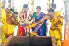 CM Revanth Reddy Joins Varuna Yagam at Yadagirigutta Temple