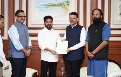 CM Revanth Reddy meets Fadnavis over Tummidihatti Barrage height