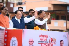 CM Sai leads 'Loktantra Bachao' padyatra in Durg with Nadda