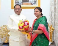 CM Sai Meets BJP Mahila Morcha's New National Chief in Raipur