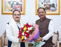 CM Sai Welcomes Union Health Minister Nadda at Raipur