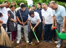 CM Saini Plants 100 Saplings in Panchkula Under Ek Ped Maa Ke Naam