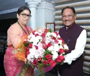 CM Vishnu Deo Sai meets BJP's Smriti Irani in Raipur