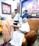 CM Yogi Meets Ram Temple Trust Chief Nritya Gopal Das in Ayodhya
