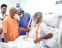 CM Yogi visits Ram Temple Trust chief Nritya Gopal Das at Lucknow hospital