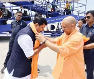 CM Yogi Welcomes BJP National Chief Nitin Nabin to UP