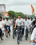 MP Congress cyclothon Indore to Bhopal: Patwari leads protest over NEET leaks, jobs