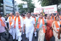 CR Paatil joins 'Save Democracy' padyatra in Surat