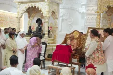 Delhi CM Rekha Gupta attends Jain temple ceremony in Pitampura