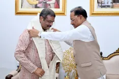 Dharmendra Pradhan meets CM Vishnu Deo Sai in Raipur