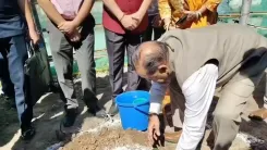 Dr. Jitendra Singh plants sapling in mother's name at Udhampur Anganwadi