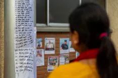 Nepal floods: Families post missing-person notices outside Kathmandu hospital