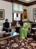FM Sitharaman meets MP Dr Vinod Kumar Bind at Parliament House