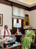 FM Sitharaman meets MP Sudhir Gupta at Parliament House