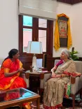 FM Sitharaman meets Rajya Sabha MP Seema Dwivedi at Parliament House