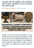 Giriraj Singh Hails Australia's Return of 3 Ancient Artefacts to India