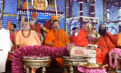 How did the grand celebration of Swami Kailashanand Giri's fifth Sannyasa initiation unfold in Haridwar?