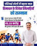 HP Govt to honour Asian Games 2026 medal winners with ₹5.33 cr
