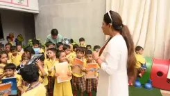 Jal Shakti Minister CR Paatil Distributes Notebooks in Lucknow School