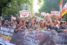 JNU 'Marks for Sex' row: BJP Mahila Morcha protests at Congress HQ, demands Bimol Akoijam's expulsion